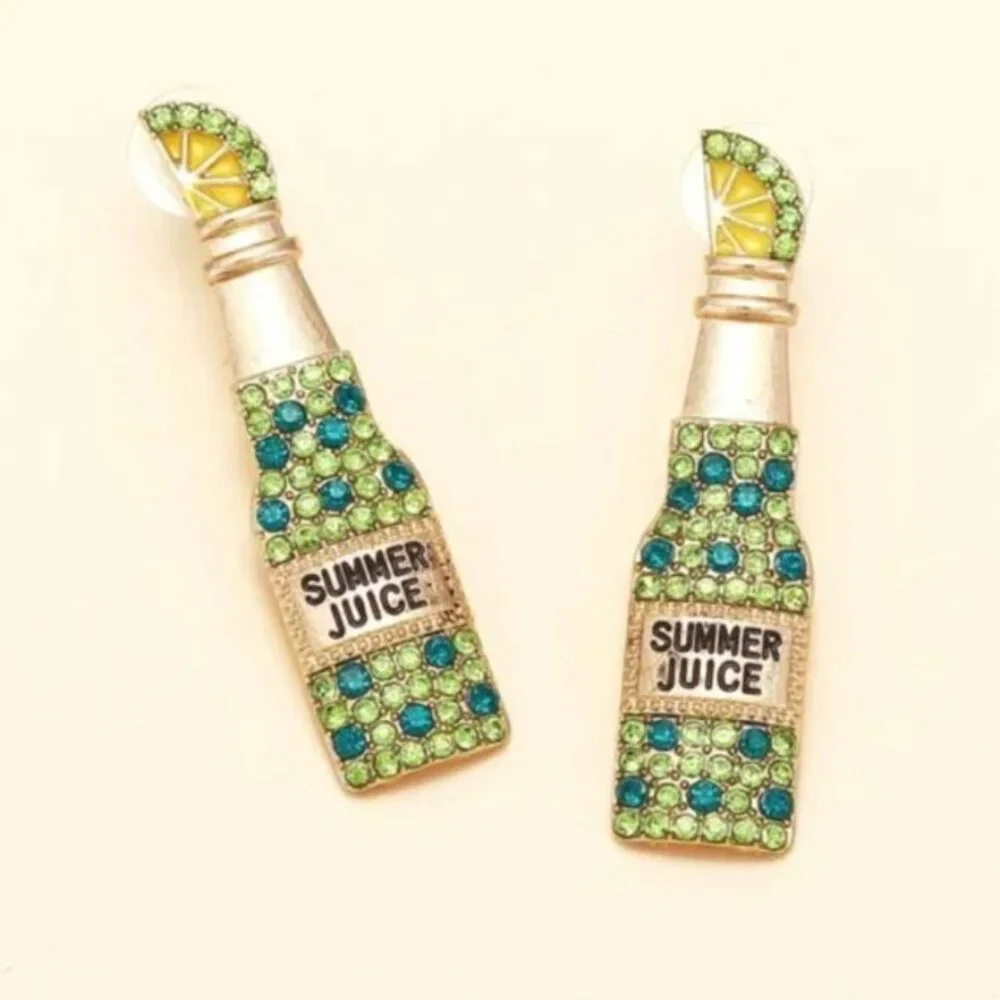 ⭐️❤️FREE Summer Juice Rhinestone Tequila Lime Party Chic Girly Glam Hip Earrings